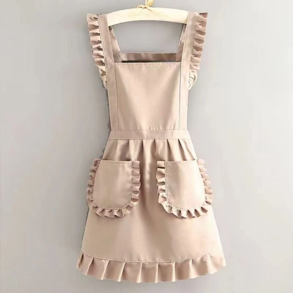 Stylish Korean Canvas Waterproof Apron With Pockets For Women 4