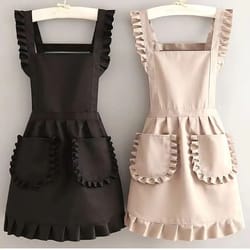 stylish korean canvas waterproof apron with pockets for women