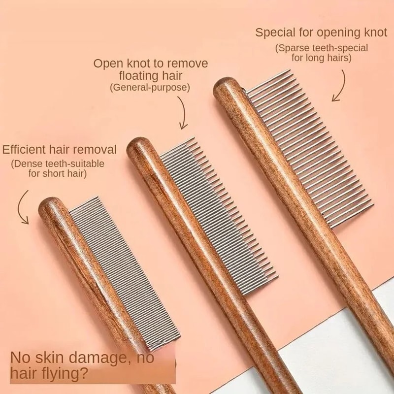 Solid Wood Pet Comb For Cat And Dog Hair Removal And Grooming Care 4