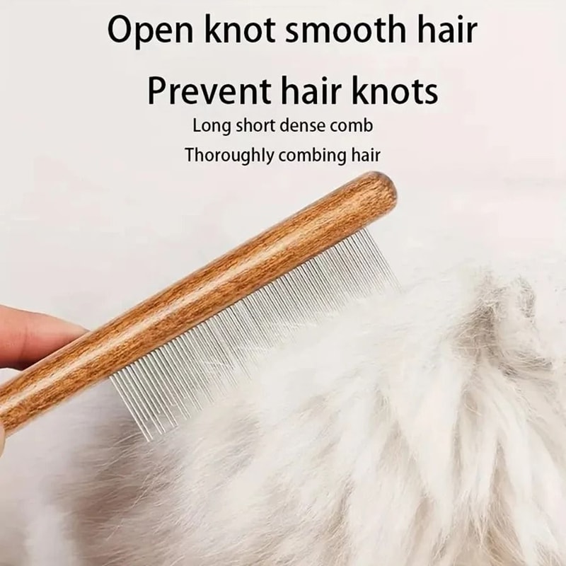 Solid Wood Pet Comb For Cat And Dog Hair Removal And Grooming Care 6