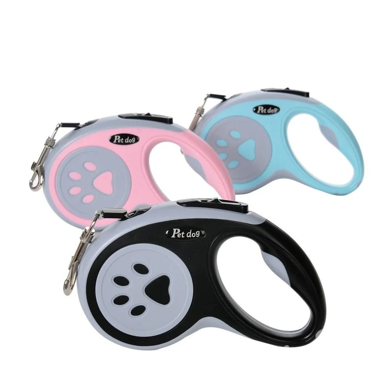 Automatic Retractable Dog Leash With Paw Print Design For Easy Walking 0