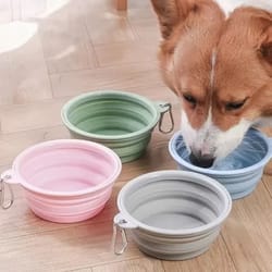 foldable silicone dog bowl large capacity portable pet travel feeding bowl