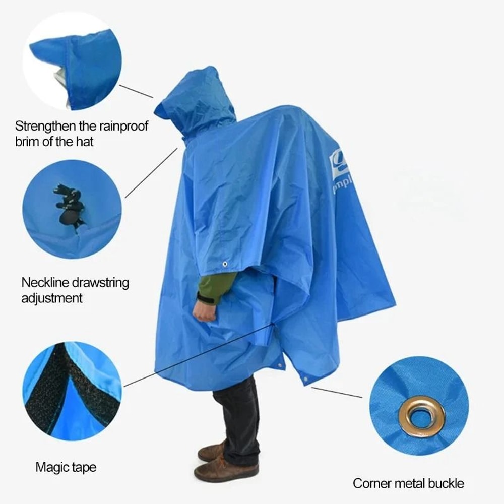 3 In 1 Long Waterproof Rain Poncho With Hood And Sleeves For Outdoor Use 11