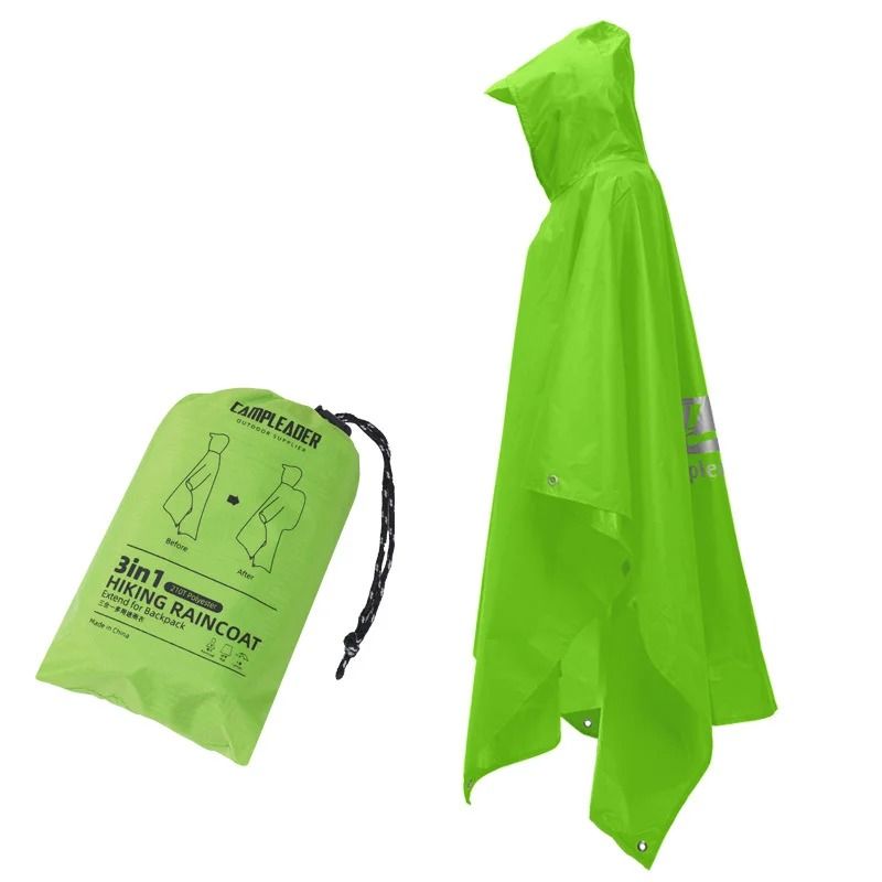 3 In 1 Long Waterproof Rain Poncho With Hood And Sleeves For Outdoor Use 5