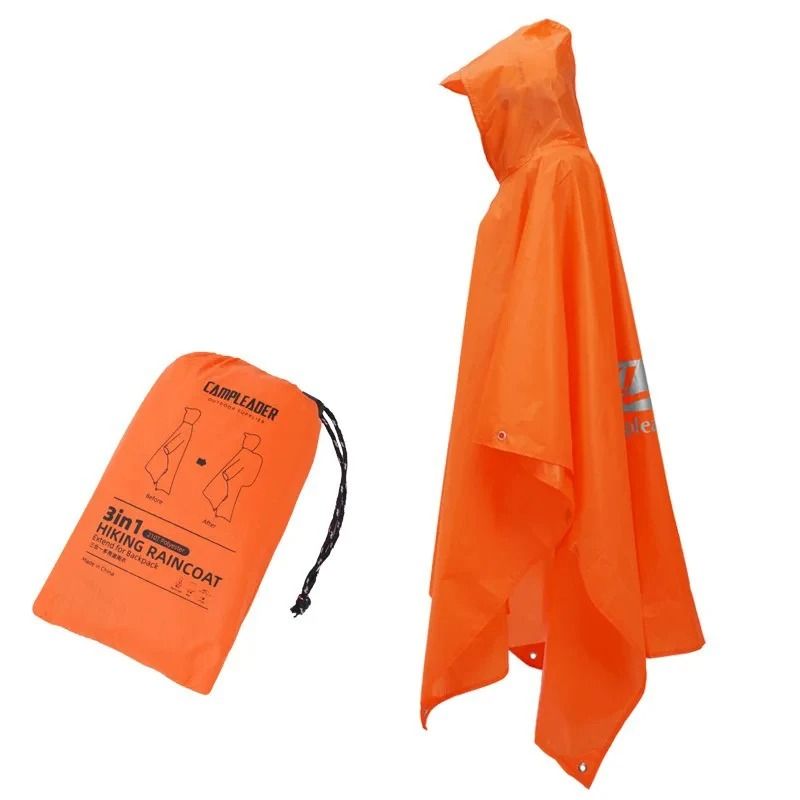 3 In 1 Long Waterproof Rain Poncho With Hood And Sleeves For Outdoor Use 3