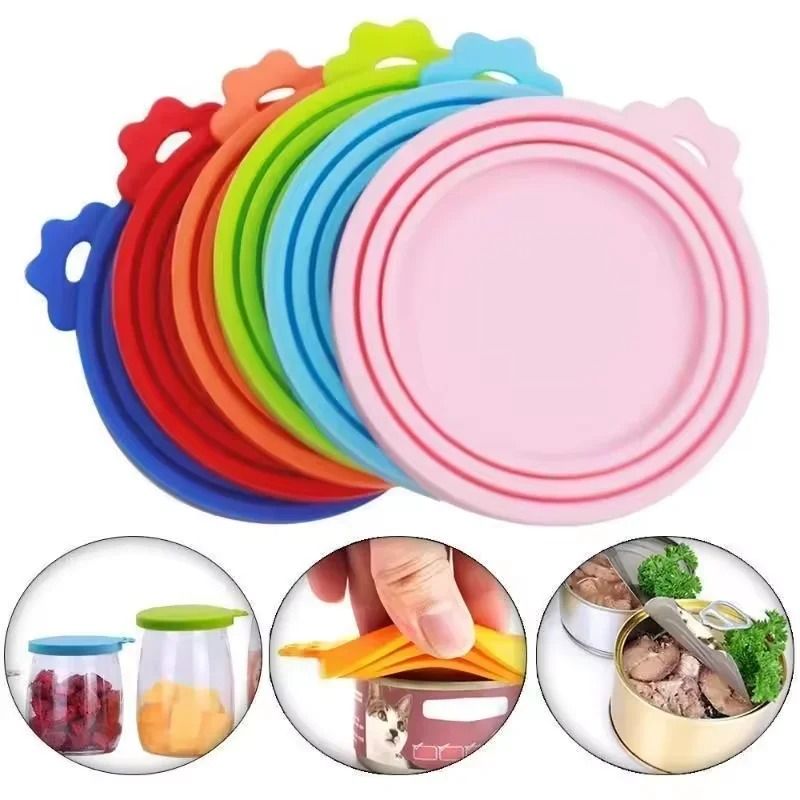 Reusable Silicone Pet Food Jar Lids For Dog And Cat Food Storage 16