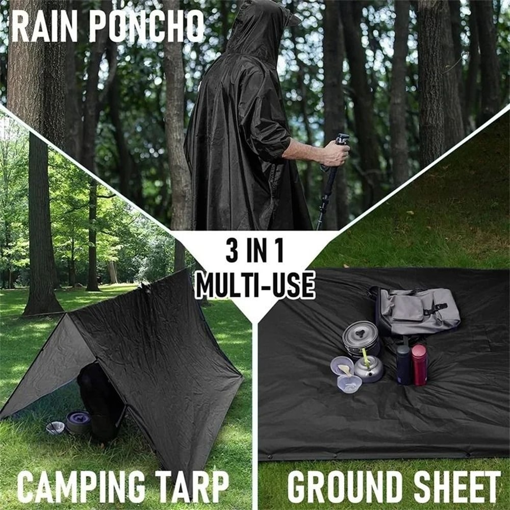 3 In 1 Waterproof Military Rain Poncho With Hood And Sleeves For Outdoor Use 4