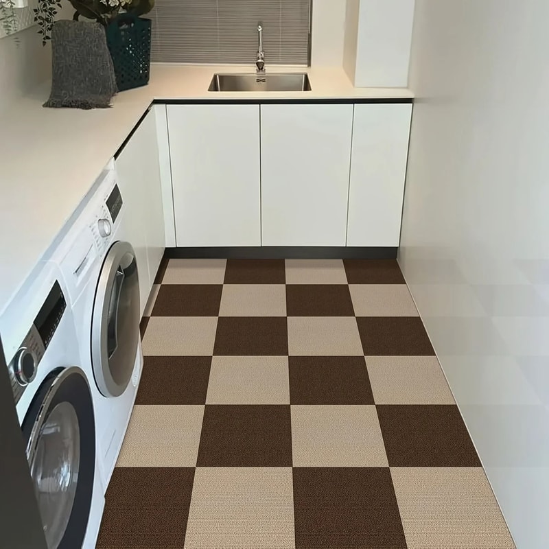 Self Adhesive Non Slip Floor Carpet Tiles 30x30cm Washable Absorbent Rug Mat 7