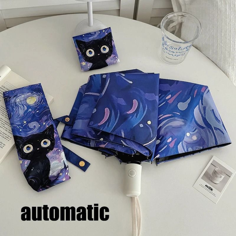Automatic Cat Print Sun And Rain Umbrella Portable UV Protection Travel Umbrella 8