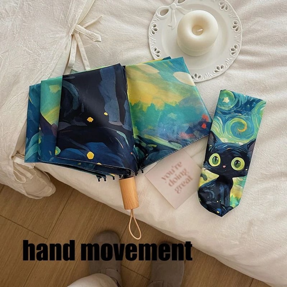 Automatic Cat Print Sun And Rain Umbrella Portable UV Protection Travel Umbrella 3