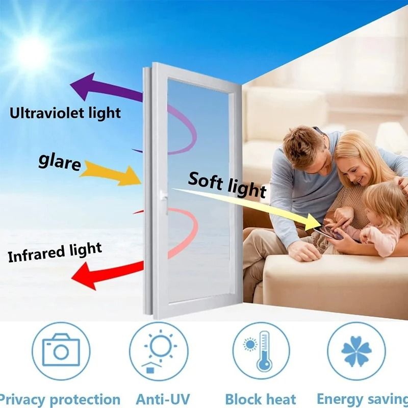One Way Mirror Privacy Window Film Anti UV Heat Control Glass Sticker 7