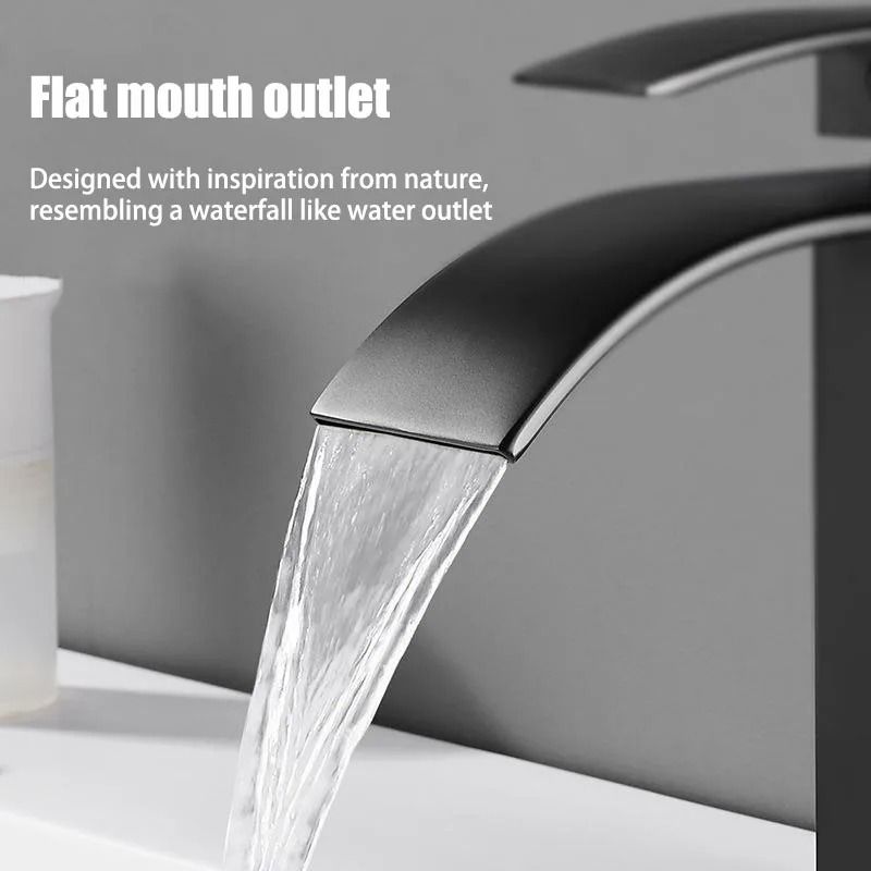 Modern Waterfall Bathroom Sink Faucet Dual Control Hot And Cold Mixer Tap 10