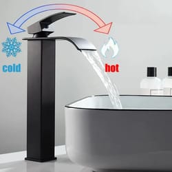 modern waterfall bathroom sink faucet dual control hot and cold mixer tap
