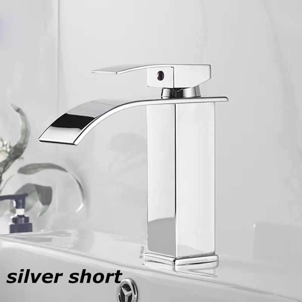 Modern Waterfall Bathroom Sink Faucet Dual Control Hot And Cold Mixer Tap 2