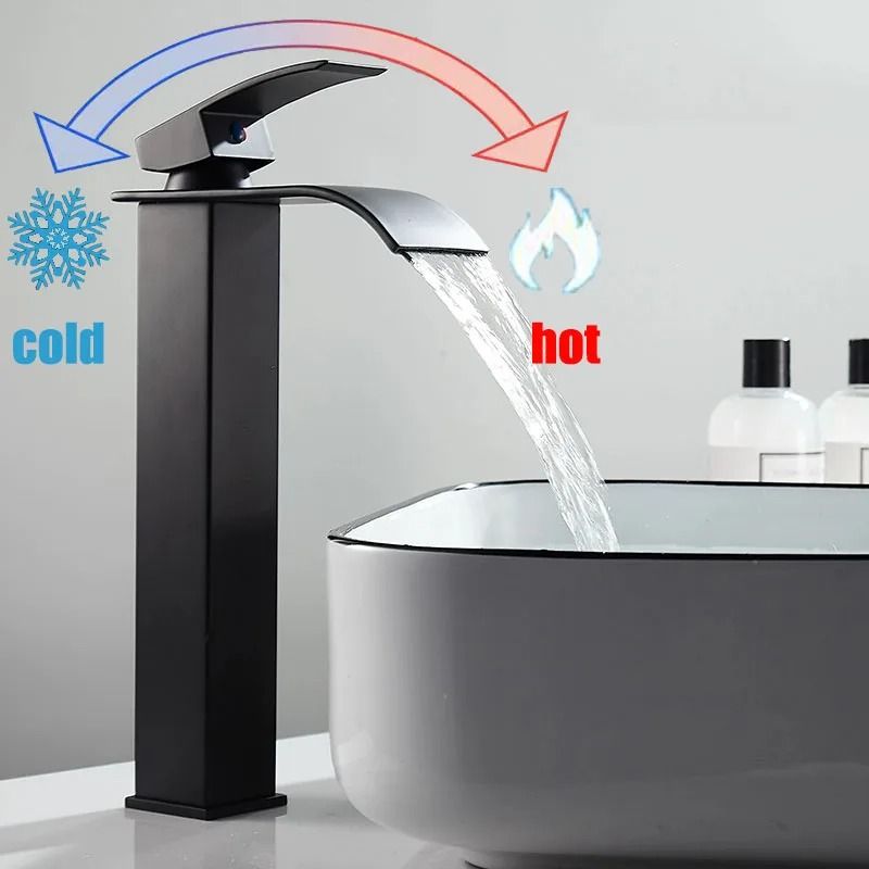 Modern Waterfall Bathroom Sink Faucet Dual Control Hot And Cold Mixer Tap 11
