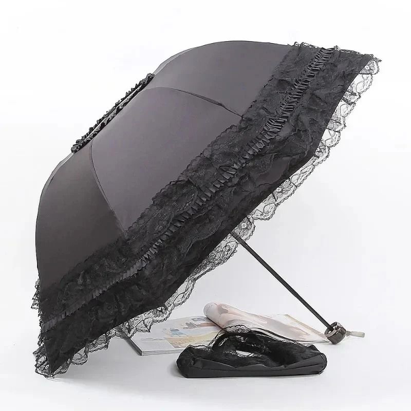 Vintage Lace Parasol Gothic Lolita Foldable Sun And Rain Umbrella 3