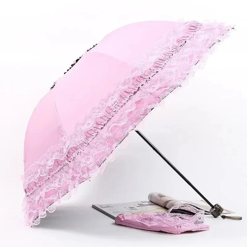 Vintage Lace Parasol Gothic Lolita Foldable Sun And Rain Umbrella 1