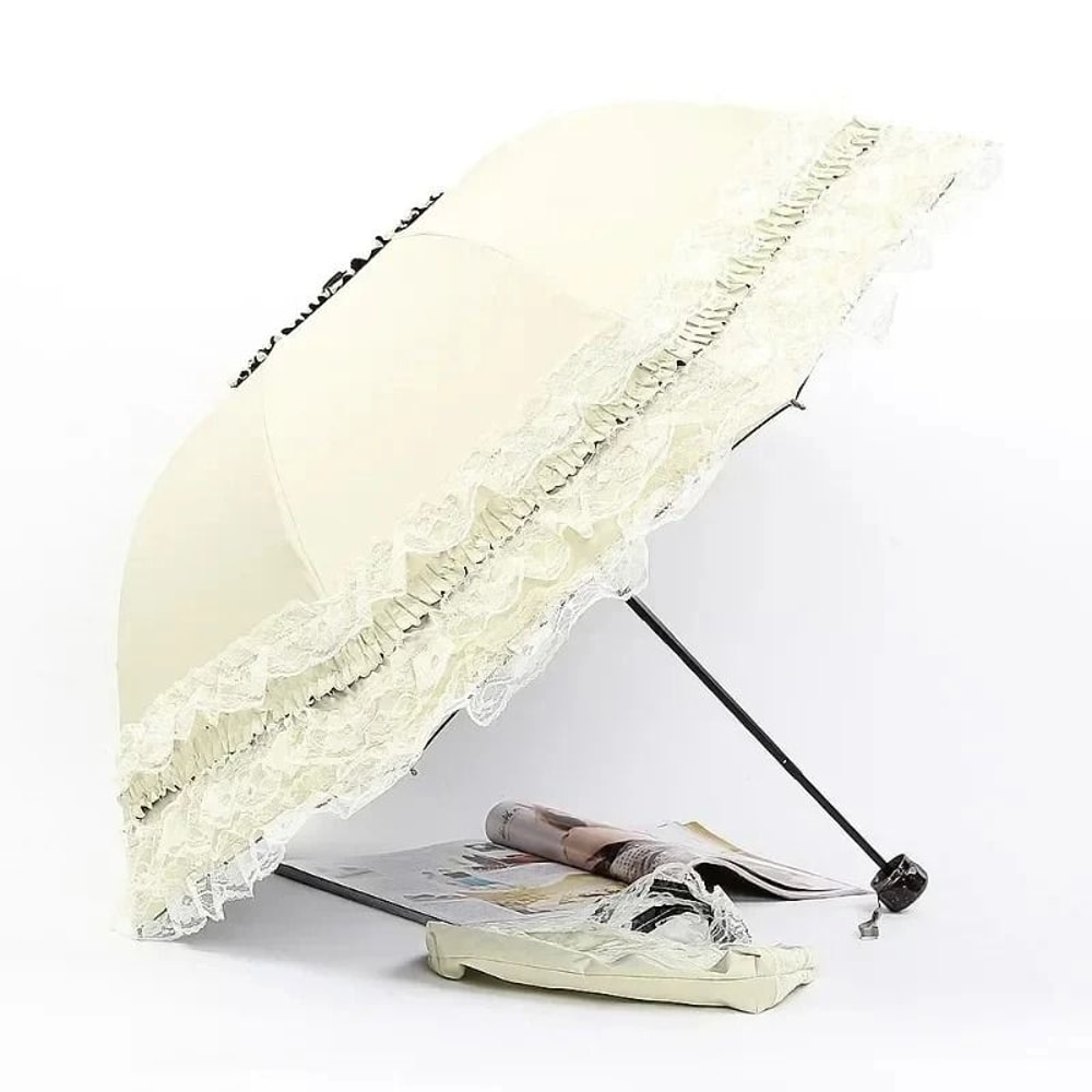 Vintage Lace Parasol Gothic Lolita Foldable Sun And Rain Umbrella 2