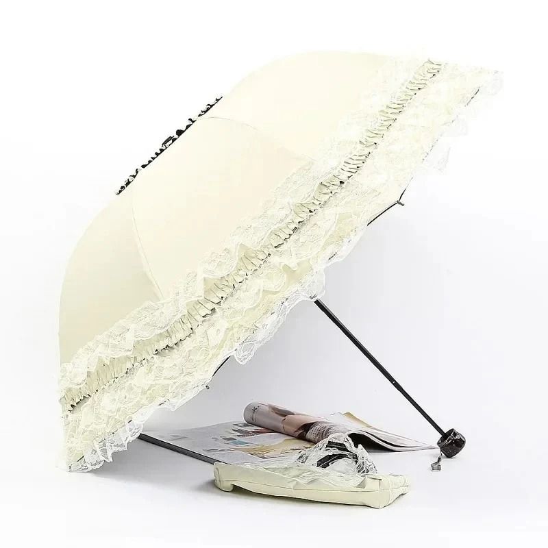 Vintage Lace Parasol Gothic Lolita Foldable Sun And Rain Umbrella 2