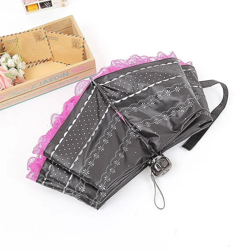 Vintage Lace Parasol Gothic Lolita Foldable Sun And Rain Umbrella 6