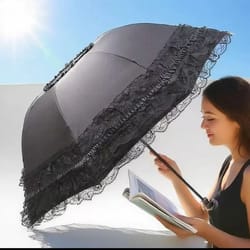 vintage lace parasol gothic lolita foldable sun and rain umbrella