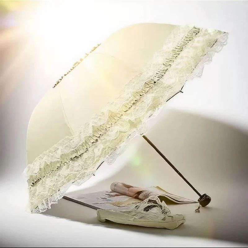 Vintage Lace Parasol Gothic Lolita Foldable Sun And Rain Umbrella 8