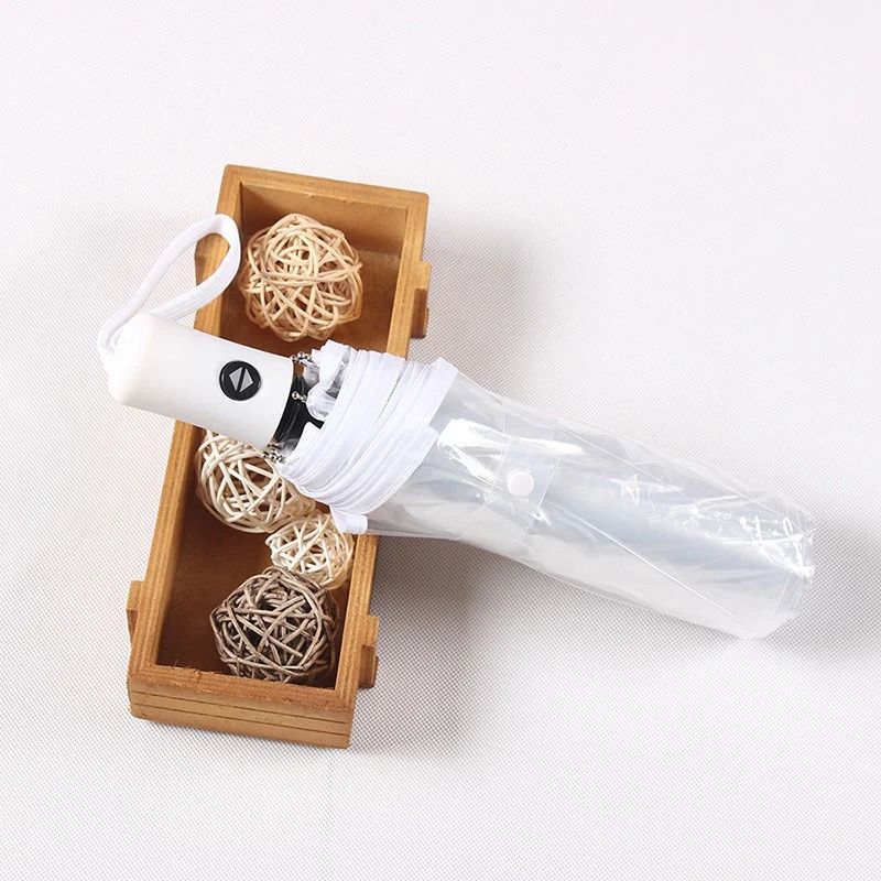 Transparent Automatic Folding Rain Umbrella Clear Triple Fold Travel Umbrella 2
