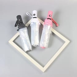 transparent automatic folding rain umbrella clear triple fold travel umbrella