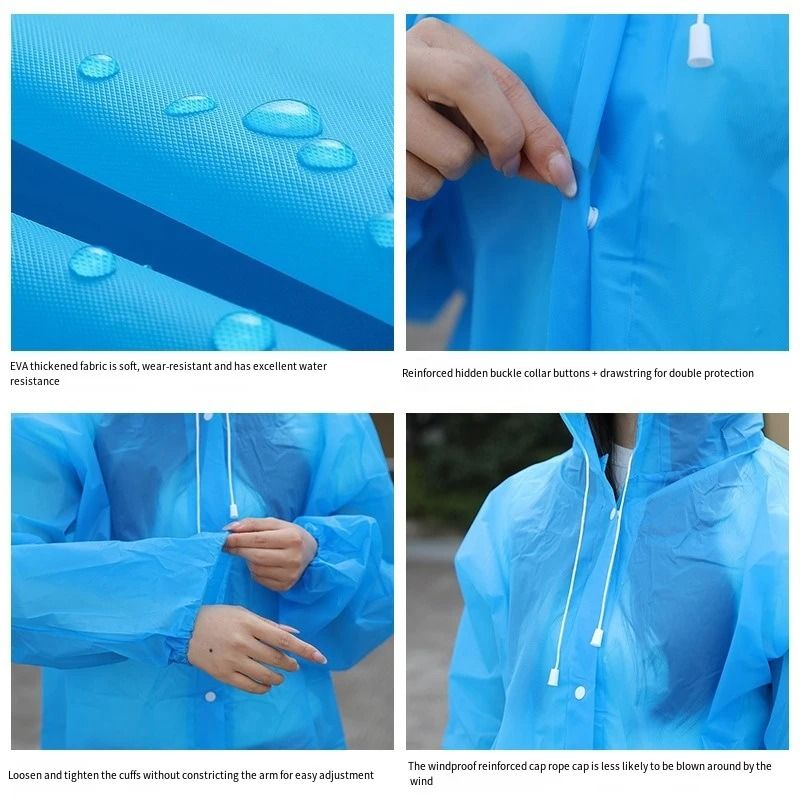 Thick EVA Waterproof Raincoat Unisex Outdoor Camping Rainwear Suit 4