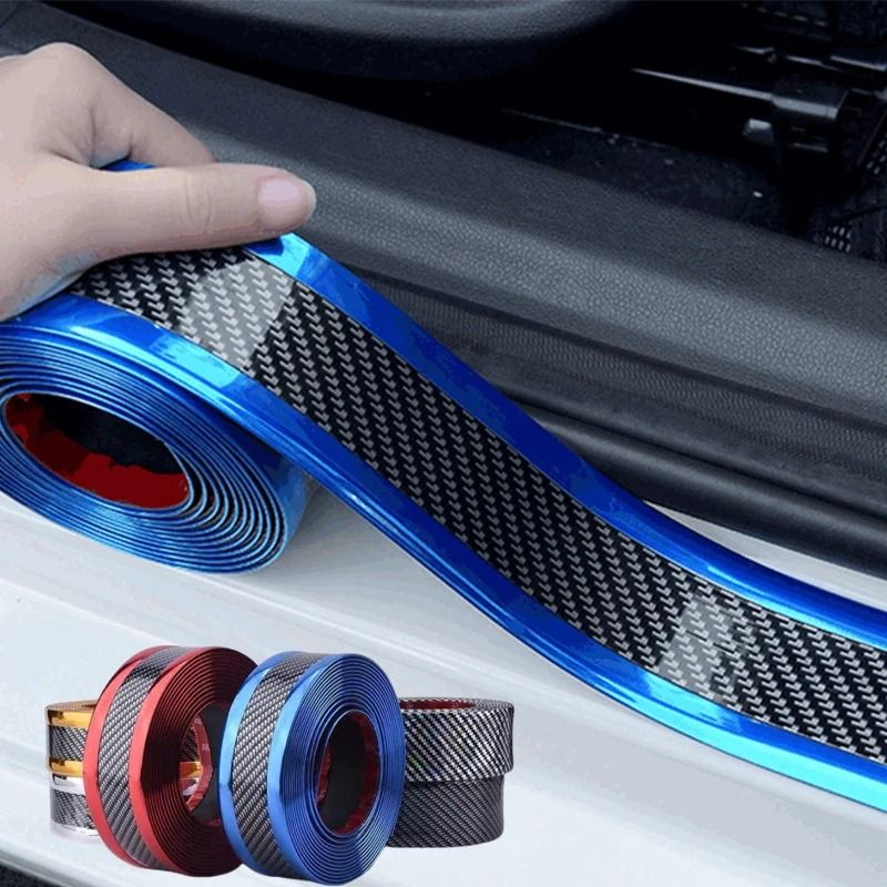 Car Door Sill Protector Anti Scratch Threshold Strip Carbon Fiber Style 9
