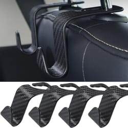 carbon fiber car seat headrest hooks storage hanger organizer 4 pack
