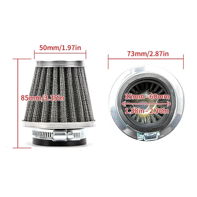 Universal Motorcycle Tapered Air Filter High Flow Conical Intake Cleaner 11