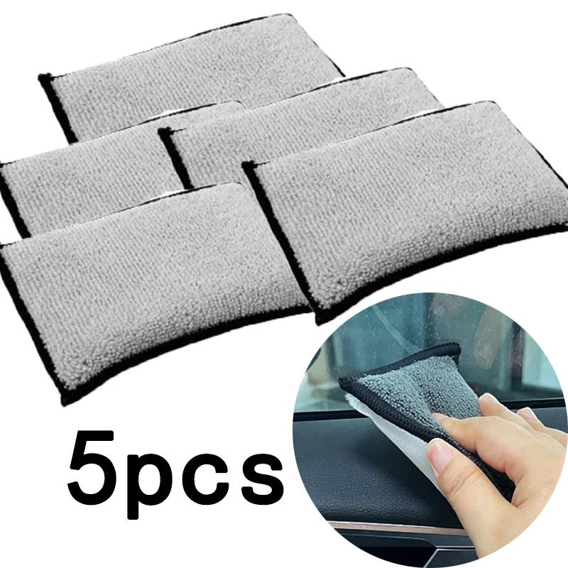 Double Sided Microfiber Car Interior Scrubbing Sponge Leather Safe Pads 5 Pack 5