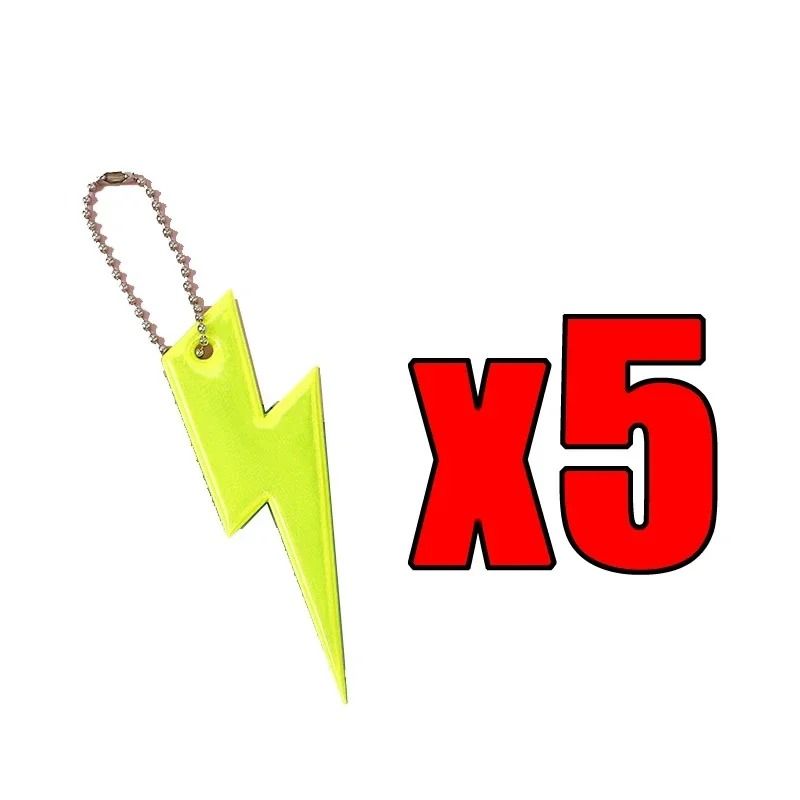 Lightning Shape Reflective Keychain Pendants Night Safety Bag Charms 5 Pack 1