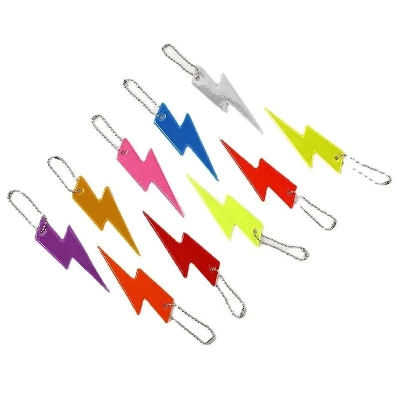Lightning Shape Reflective Keychain Pendants Night Safety Bag Charms 5 Pack 13