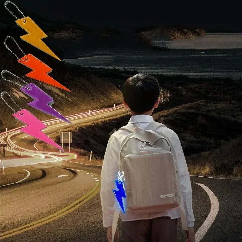 Lightning Shape Reflective Keychain Pendants Night Safety Bag Charms 5 Pack 14