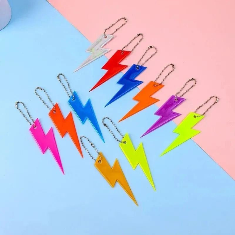 Lightning Shape Reflective Keychain Pendants Night Safety Bag Charms 5 Pack 15