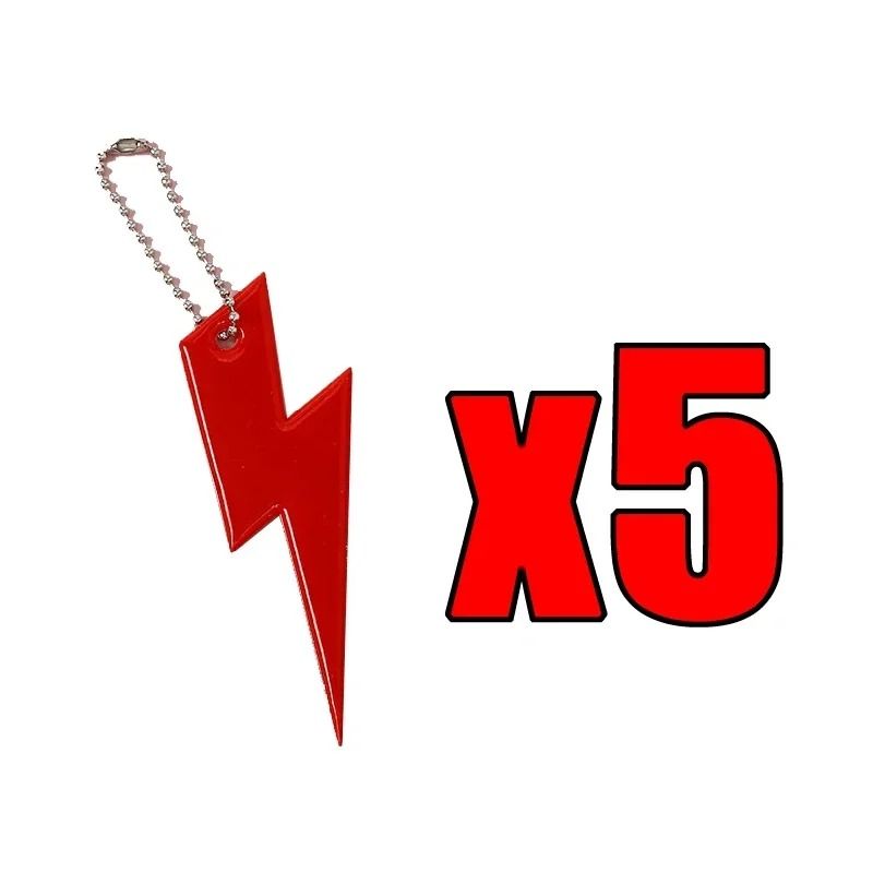 Lightning Shape Reflective Keychain Pendants Night Safety Bag Charms 5 Pack 2