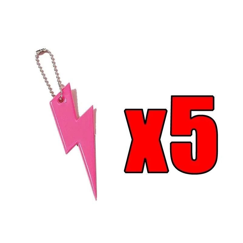 Lightning Shape Reflective Keychain Pendants Night Safety Bag Charms 5 Pack 9