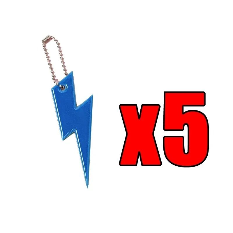 Lightning Shape Reflective Keychain Pendants Night Safety Bag Charms 5 Pack 8
