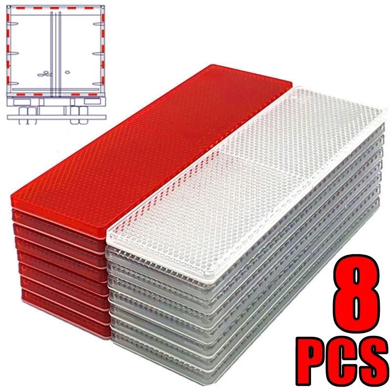 Truck Trailer Reflective Rectangle Safety Plates Adhesive Warning Stickers 8 Pack 8