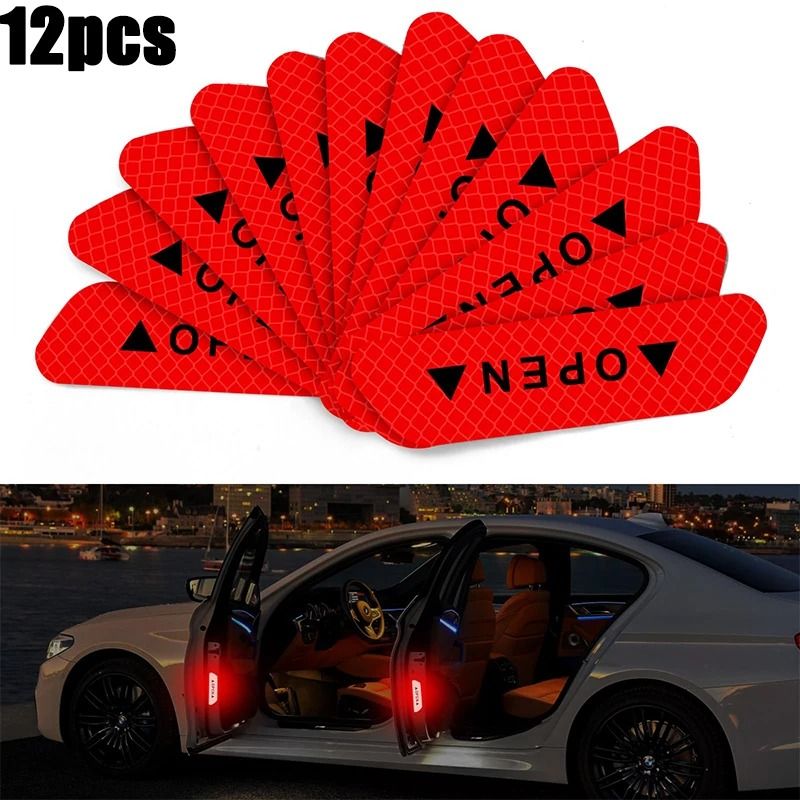 Reflective Car Door Stickers Safety Opening Warning Tape Decals 12 Pack 2