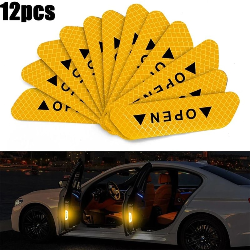 Reflective Car Door Stickers Safety Opening Warning Tape Decals 12 Pack 4