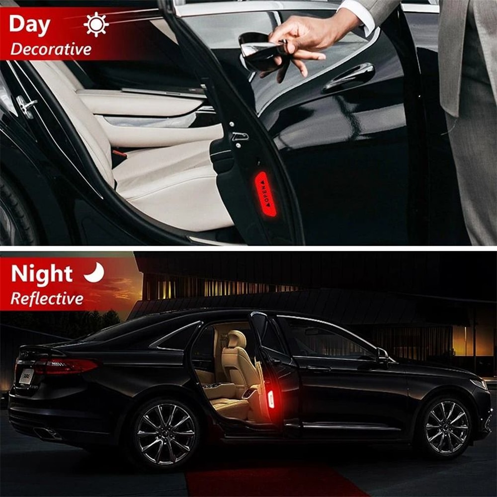 Reflective Car Door Stickers Safety Opening Warning Tape Decals 12 Pack 6