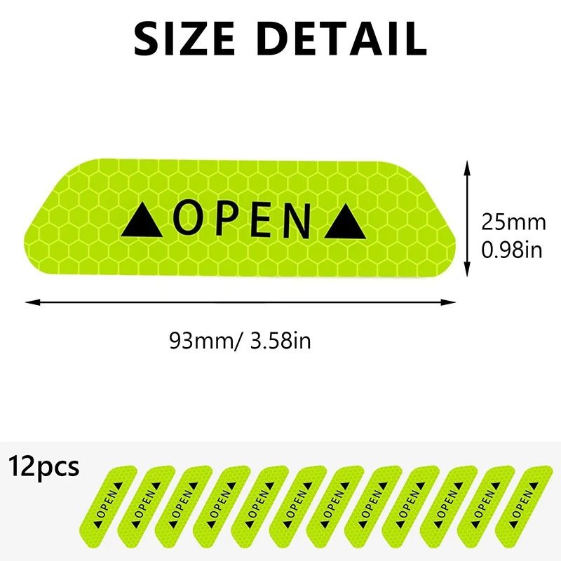 Reflective Car Door Stickers Safety Opening Warning Tape Decals 12 Pack 7