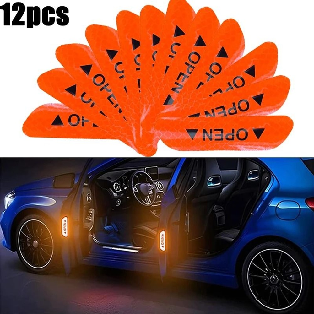 Reflective Car Door Stickers Safety Opening Warning Tape Decals 12 Pack 5
