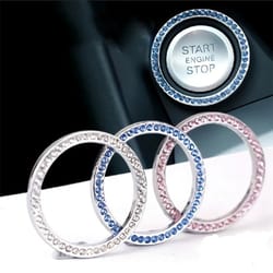 rhinestone car start button cover diamond key ring decor