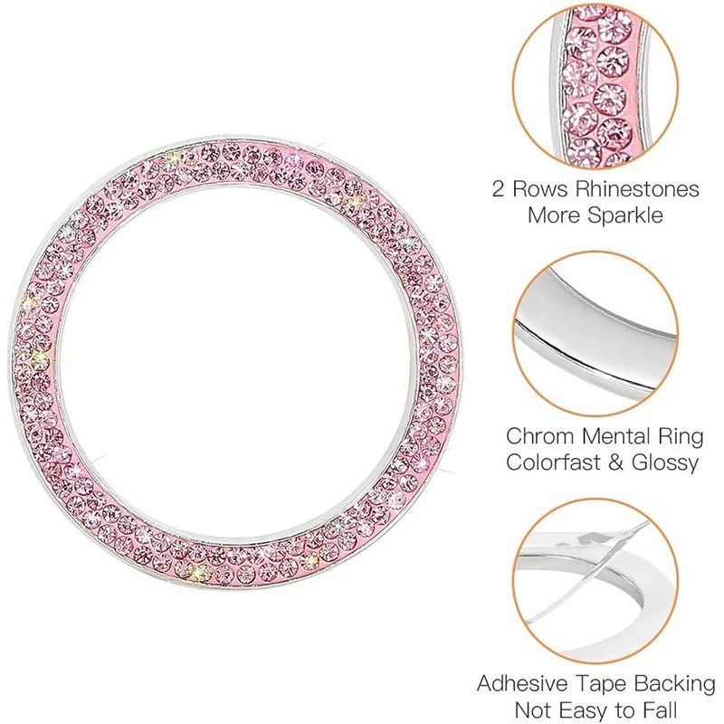 Rhinestone Car Start Button Cover Diamond Key Ring Decor 7