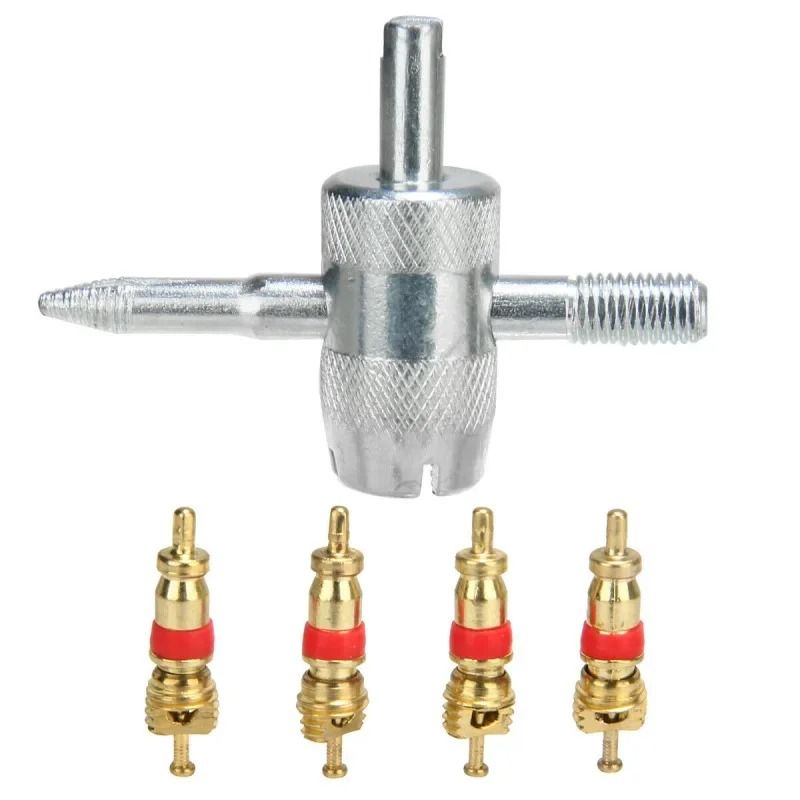 4 In 1 Tire Valve Repair Tool Kit With Valve Core Remover And Stem Puller 0