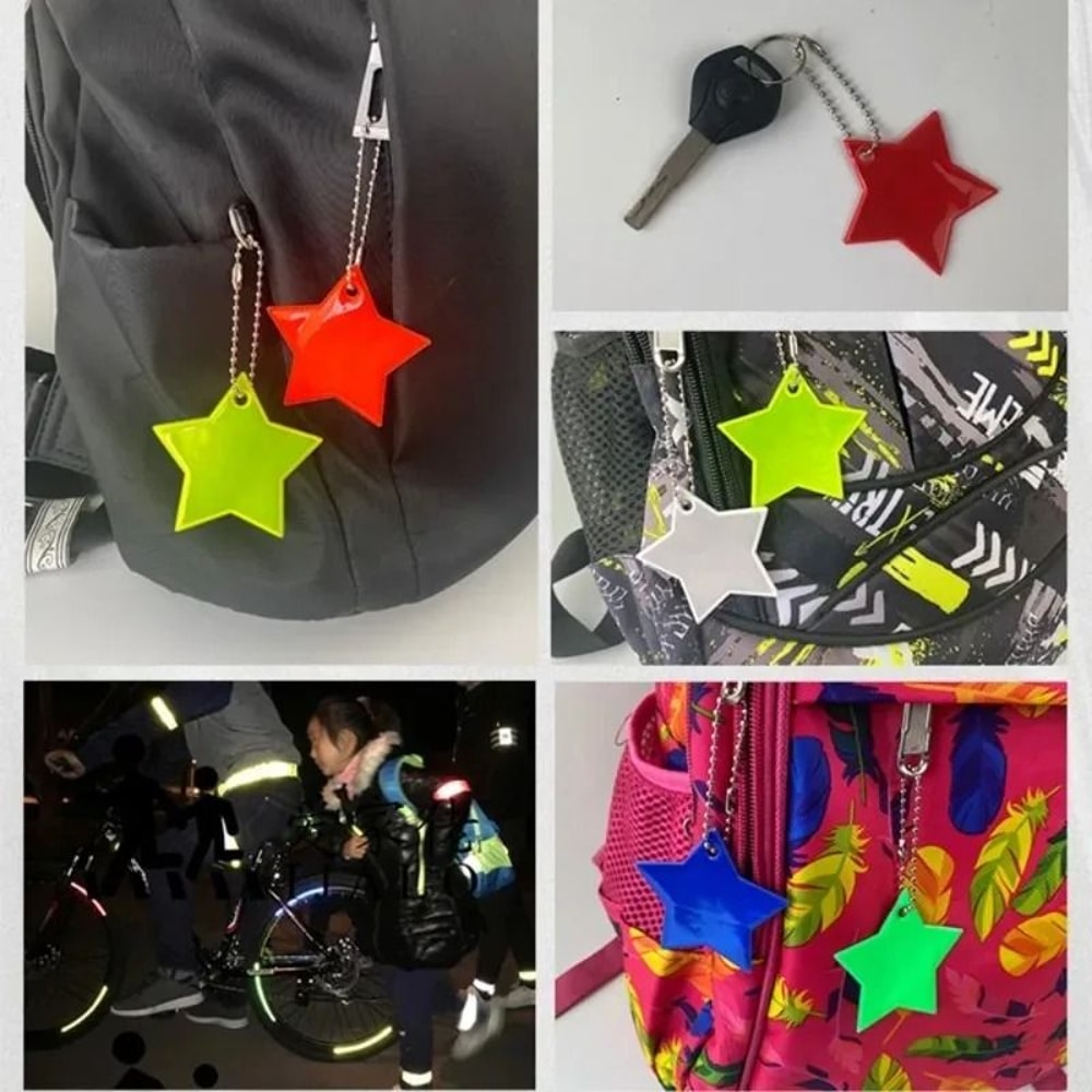 Star Shaped Safety Reflective Keychain Pendant For Kids Bags And Wheelchairs 13